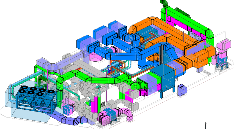 Maquette BIM — coordination CVC, plomberie, désenfumage