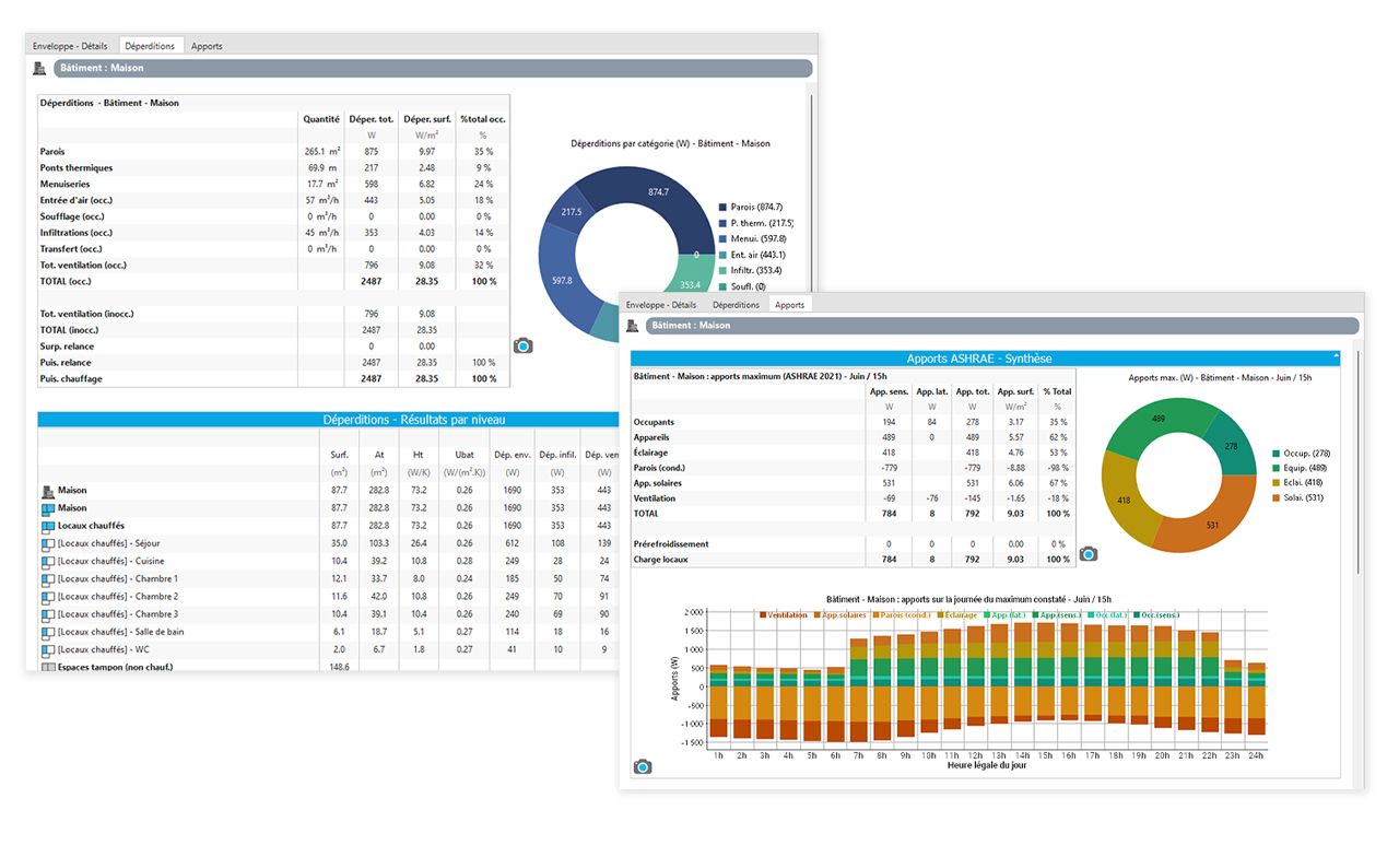 Logiciel d'étude thermique — déperditions & apports ASHRAE